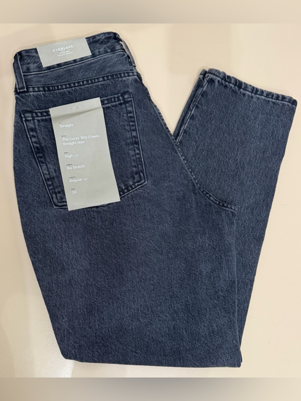NWT Everlane The Curvy '90s Cheeky Straight Leg Jeans Washed Black  Size 30